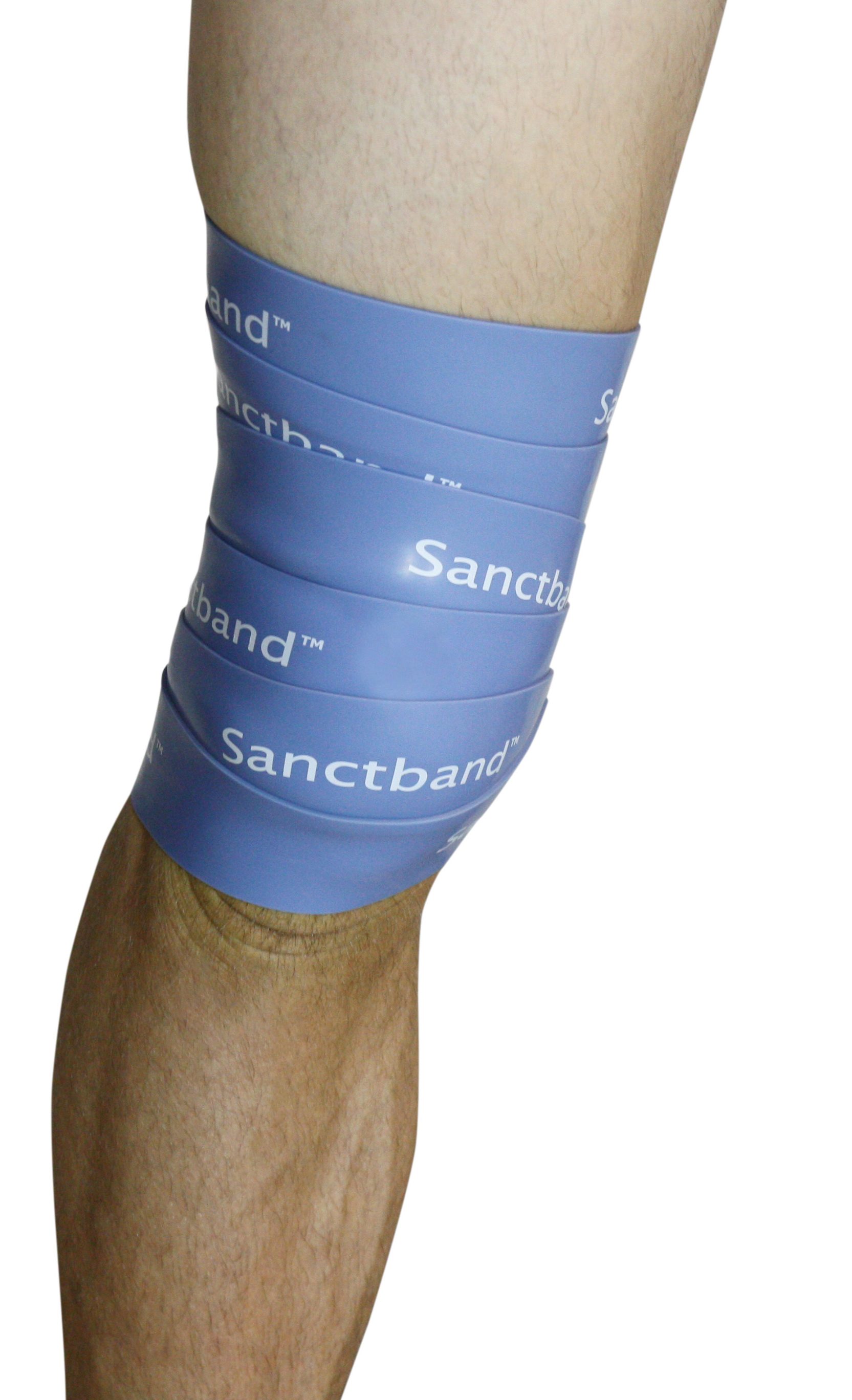 Anwendung Flossband Blau Blue um das Knie
